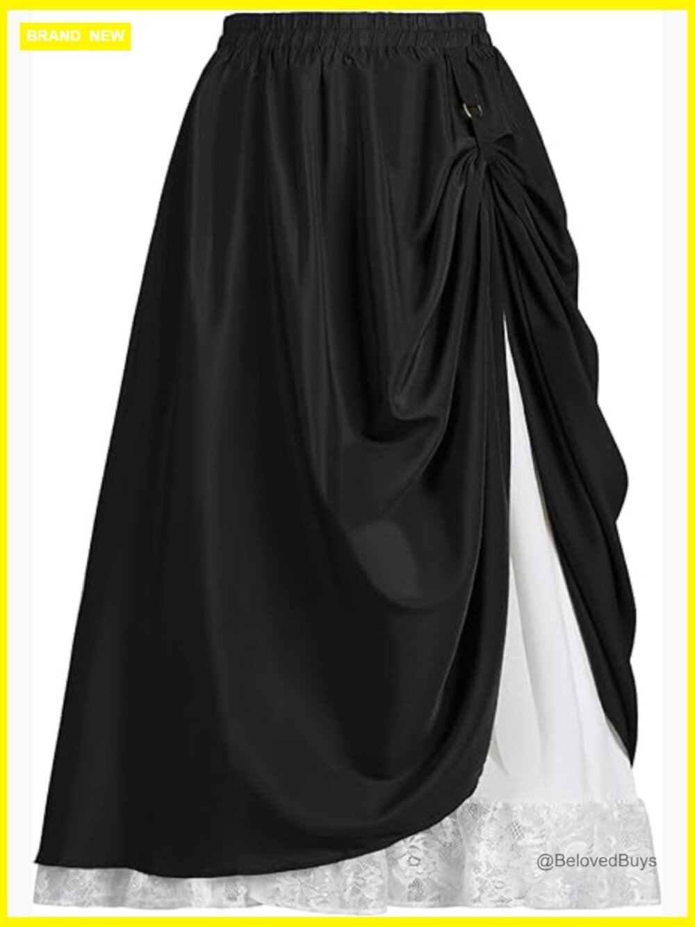 Renaissance Flowy Fairy Skirt Lace Layer Maxi Skirt Medieval Pirate Skirt with